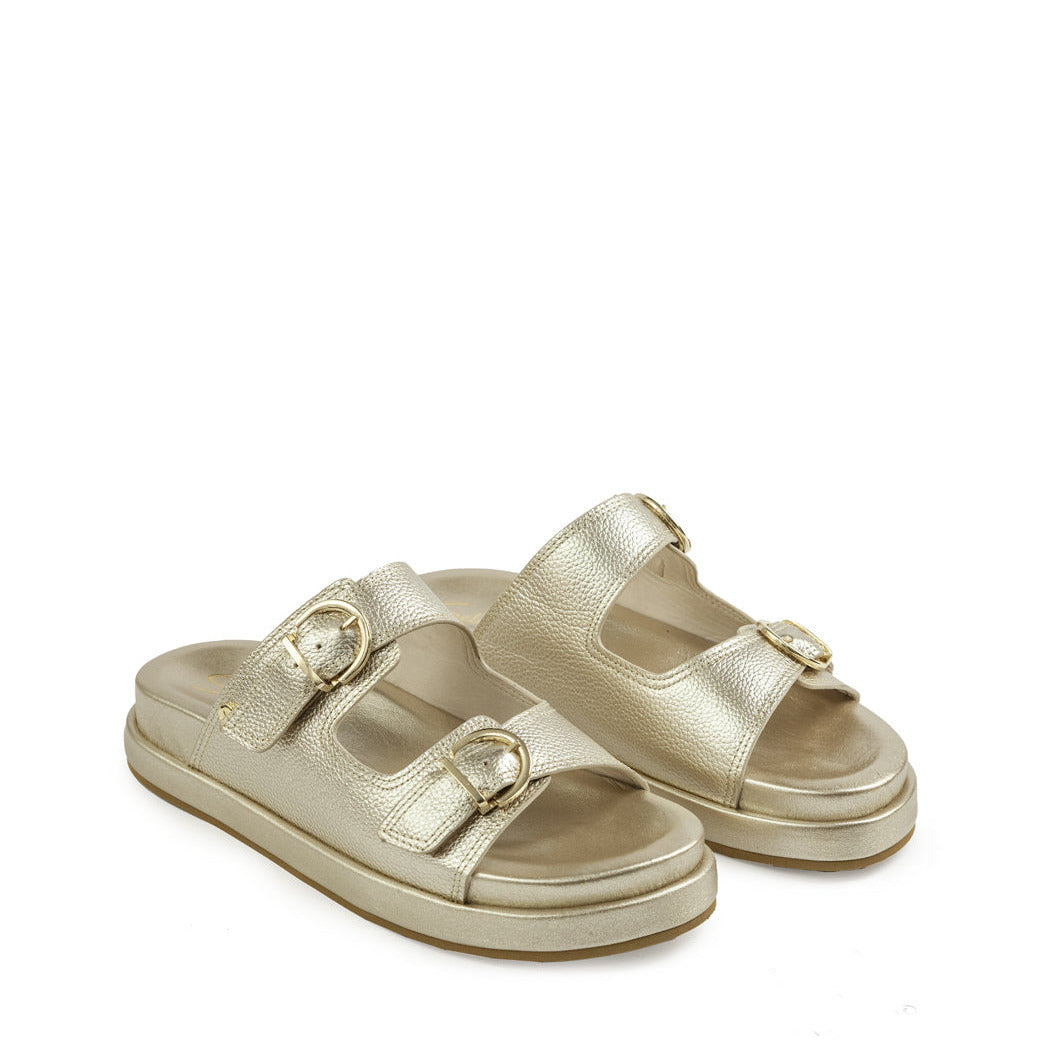 Sandalia Plana 1010 de cuero para mujer