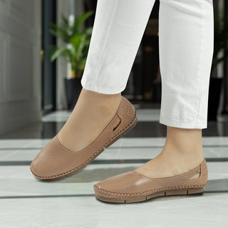 Babucha 1034 de cuero para mujer color Moca