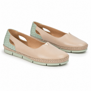 Babucha 1034 de cuero para mujer color Níspero, vista angular – Sebastian & Salvatore