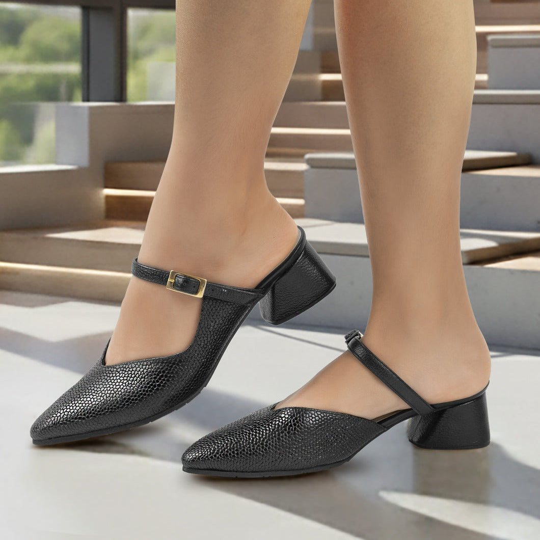 Tacon 10563 En Cuero Mujer Negro