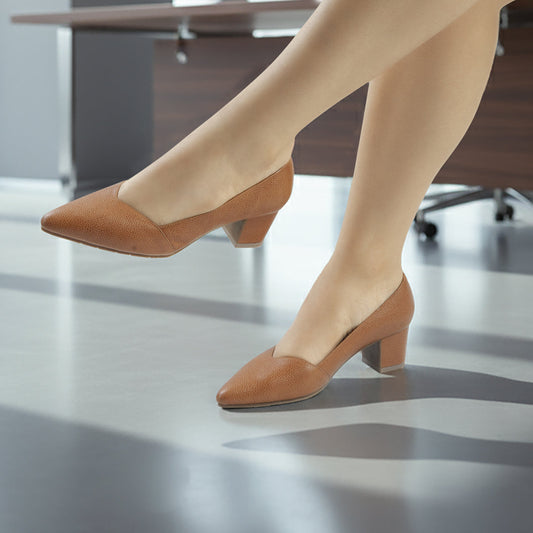 Tacon Cuero Mujer Miel 10580