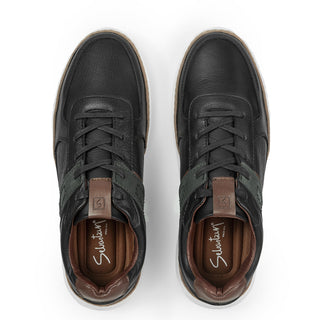 Deportivos 2082 de cuero para hombre en negro, vista superior con plantilla en cuero