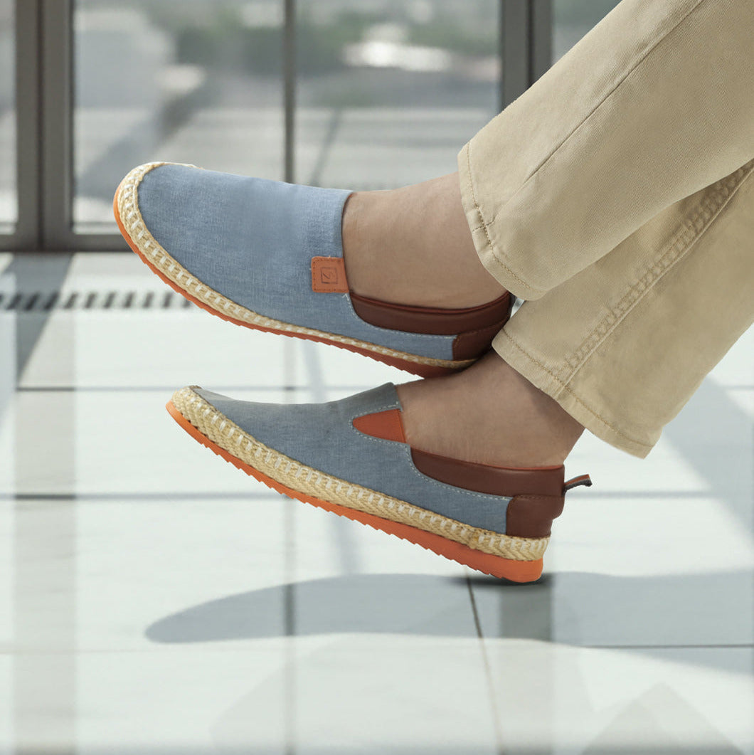 Mocasin  Cuero Hombre Azul 866