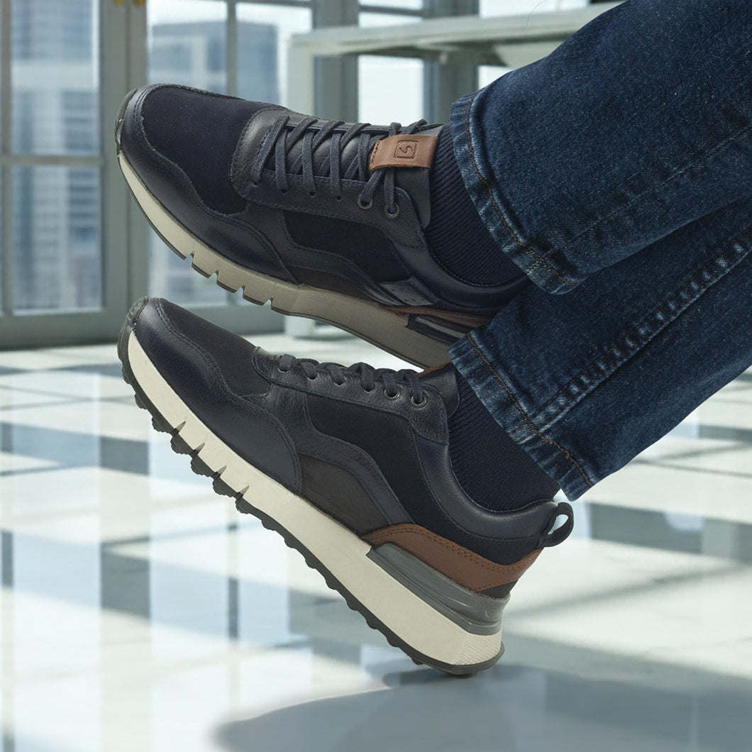 Casual 2002 En Cuero Hombre Azul x Cafe