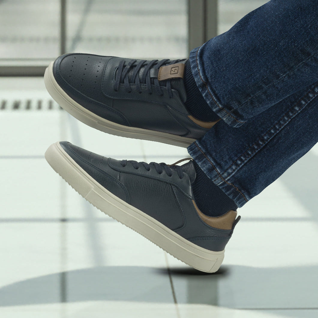 Casual 2012 En Cuero Hombre Azul