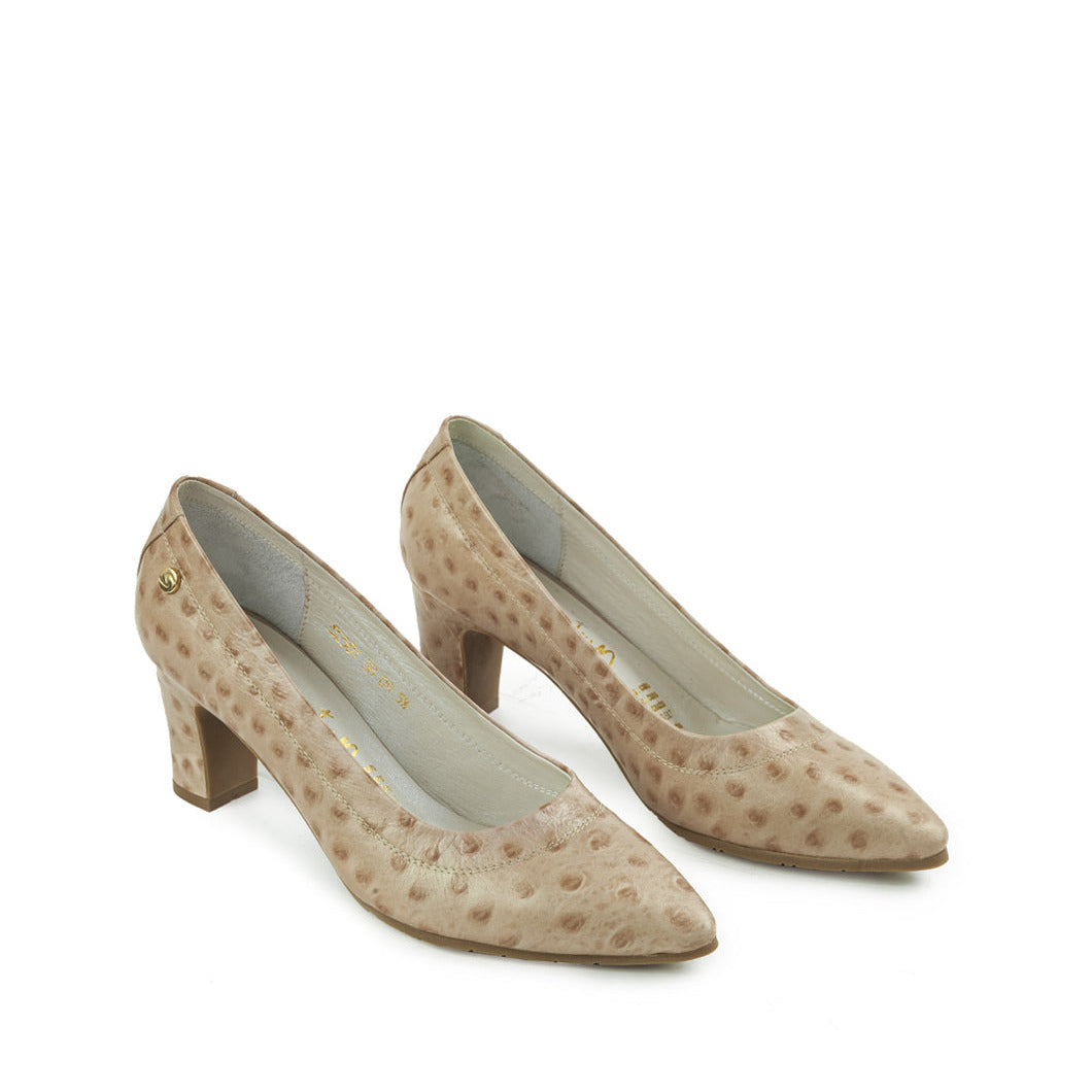 Tacones cerrados 2025-01 de cuero para mujer