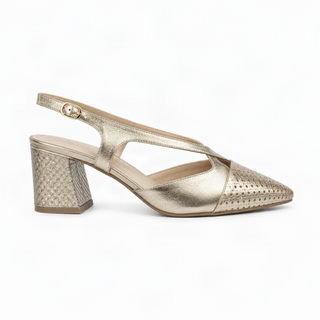 Tacones cerrados 2025-13 de cuero para mujer color Luna Folia, vista lateral