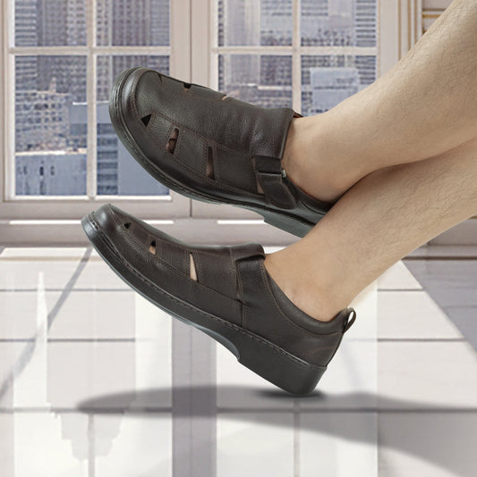 Sandalias Cuero Hombre Cafe Sheraton 2128
