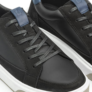 Casuales 2143 de cuero para hombre en gris y negro, vista lateral