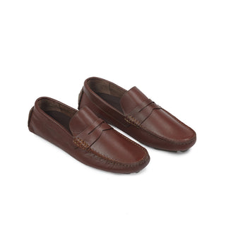 Mocasines 2170 de cuero para hombre en miel, vista tres cuartos del par