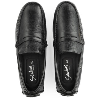Mocasines 2170 de cuero para hombre, detalle de la costura de moc