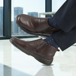 Botines 2807 de cuero para hombre, vista lateral de la caña