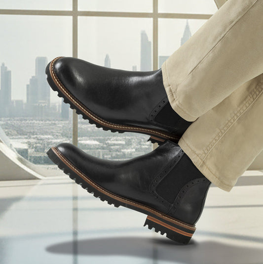 Botin Cuero Hombre Negro 3044