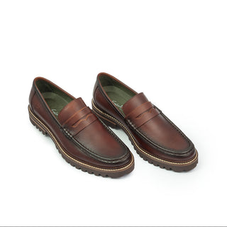 Mocasines 3075 EVA de cuero para hombre, penny loafer con suela track