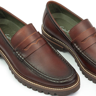 Mocasines 3075 EVA de cuero para hombre, vista superior con la costura de moc