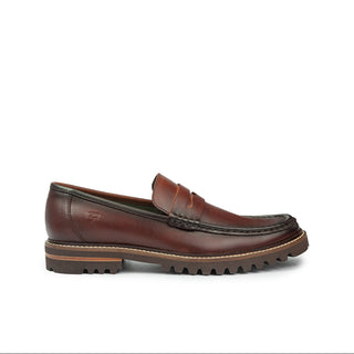 Mocasines 3075 EVA de cuero para hombre, acabado degradado y banda penny