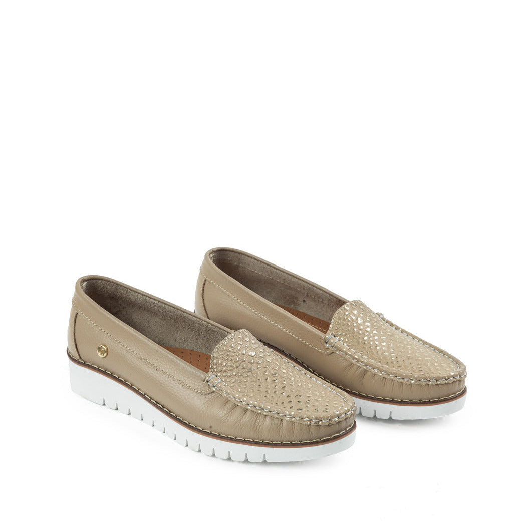 Mocasin 40-Liso de cuero para mujer