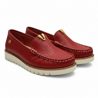 Mocasines de cuero color bronce con plantilla confort forrada en cuero