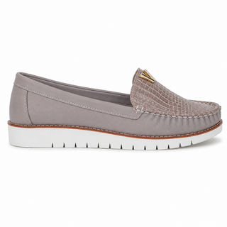 Mocasín 40-126 de cuero para mujer color Moca, vista lateral