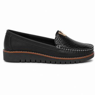 Mocasín 40-126 de cuero para mujer color Negro, vista lateral