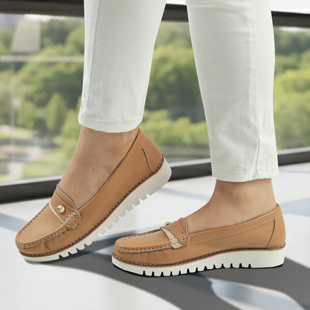 Mocasin 40-170 Capuchino En Cuero para Mujer