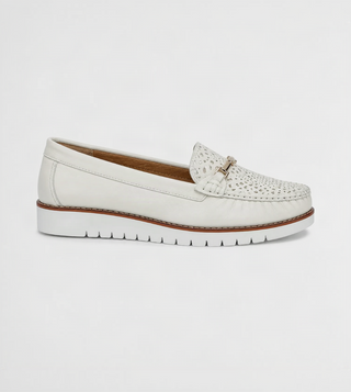 Mocasín 40-235 de cuero para mujer color Blanco Folia, vista lateral