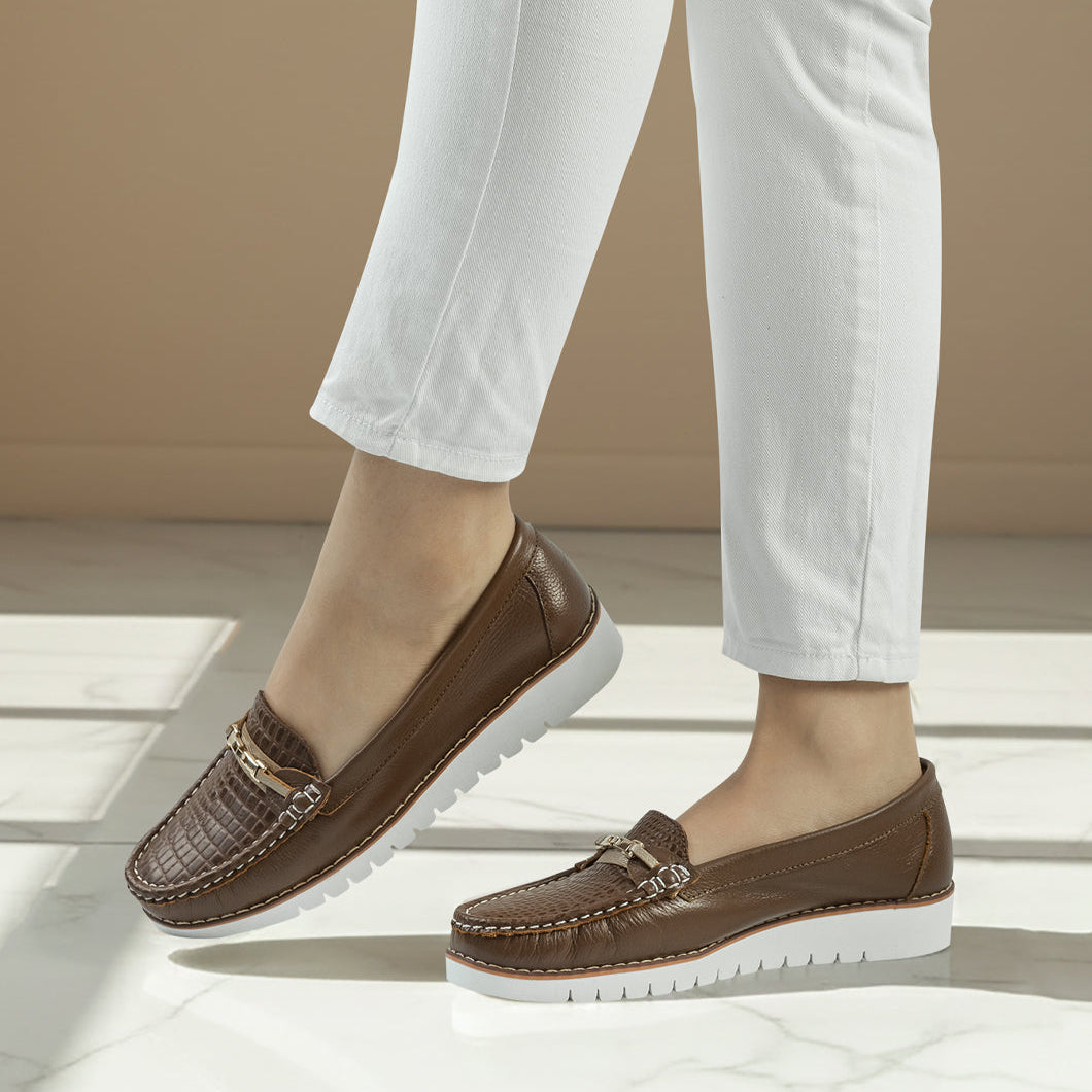 Mocasin 40-235 de cuero para mujer