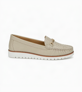 Mocasín 40-235 de cuero para mujer color Pluma, vista lateral