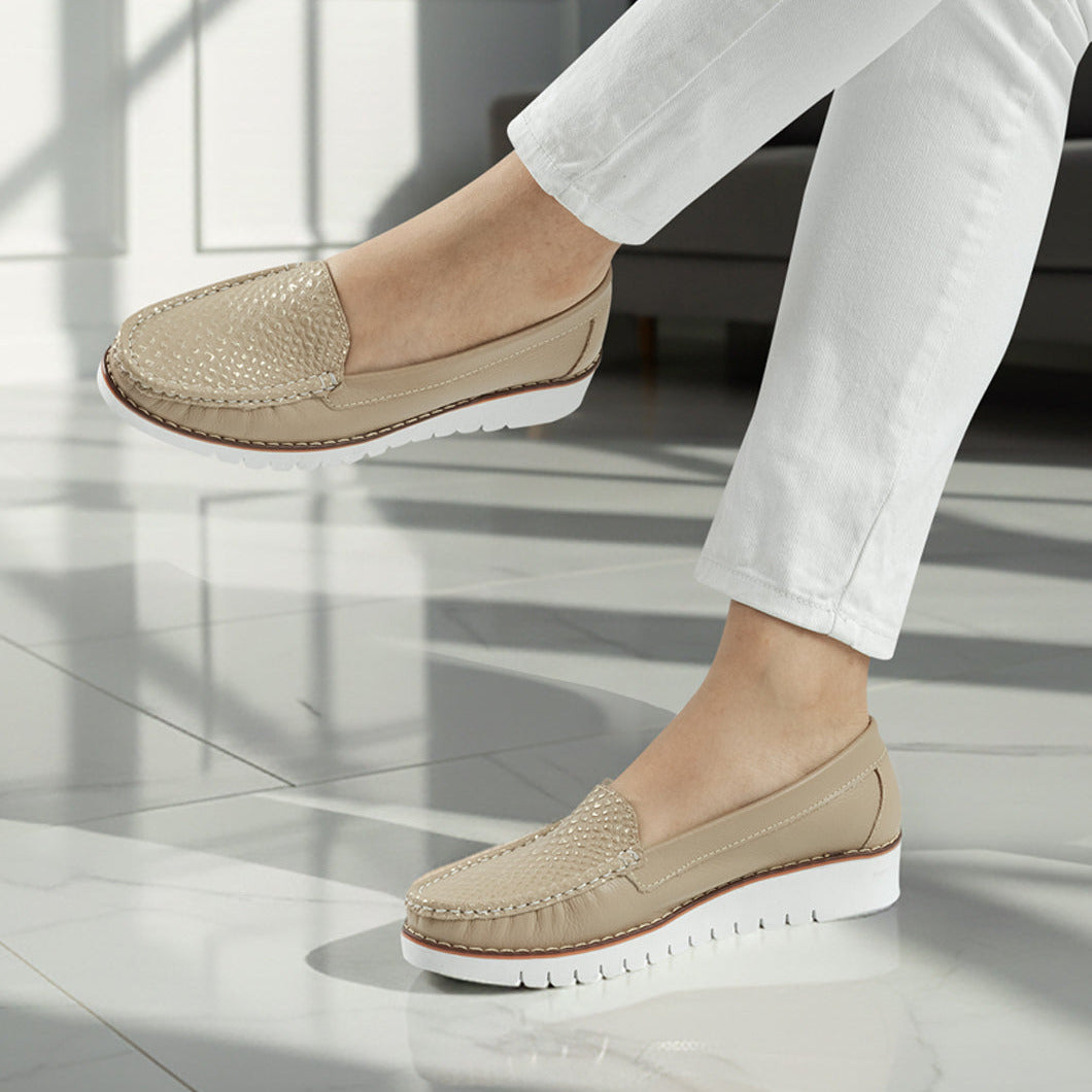 Mocasin 40-Liso de cuero para mujer