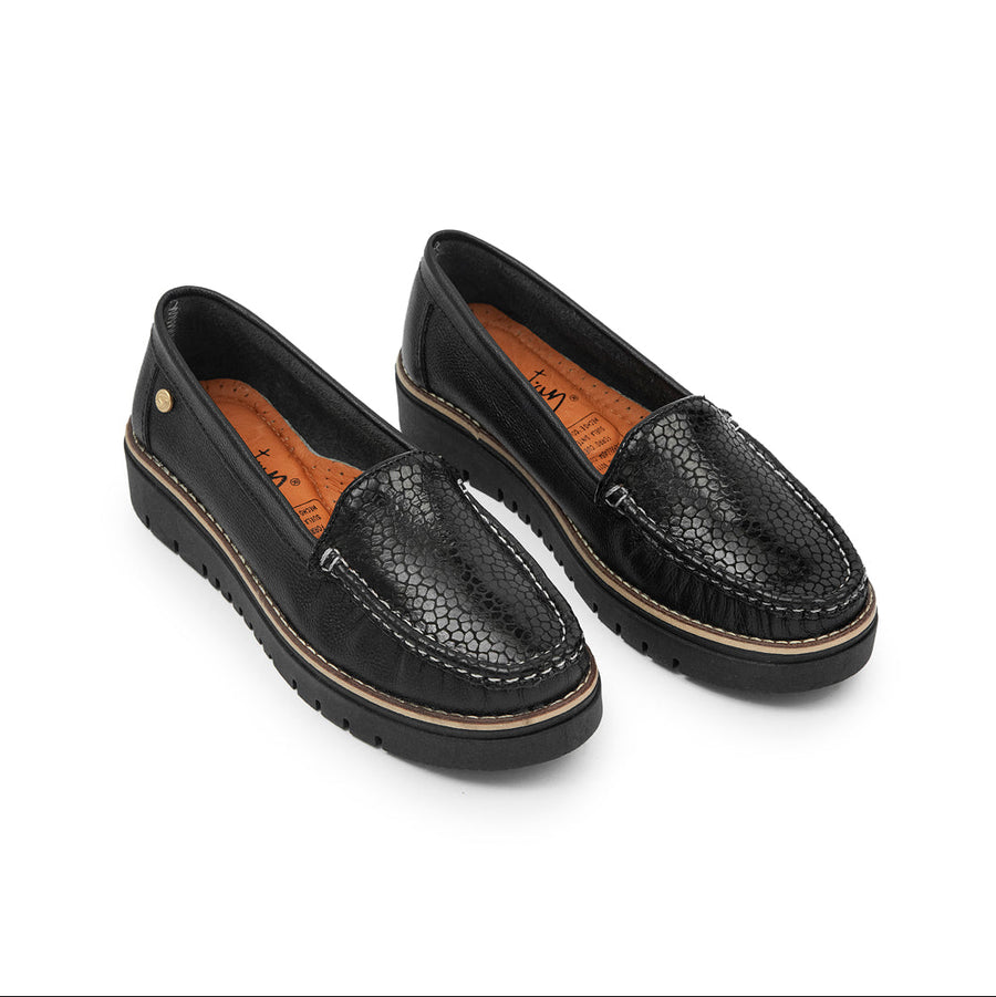 Mocasín 40-Liso de cuero para mujer