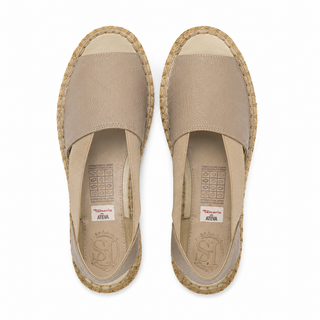 Sandalia de cuña 4336 de cuero para mujer color Trigo, vista superior