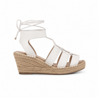 Sandalia de cuña 4385 de cuero para mujer color Blanco, vista lateral