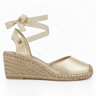 Sandalia de cuña 4417 HC de cuero para mujer color Peltre, vista lateral