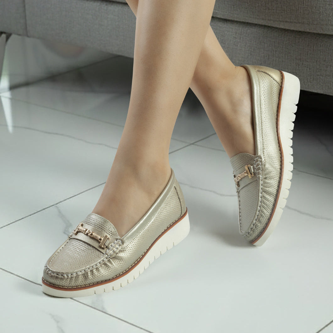 Mocasines 40-197 Croco mate en Cuero para mujer