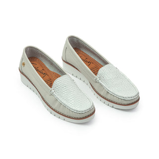 Mocasín 40-Liso de cuero para mujer color Blanco Folia, vista angular