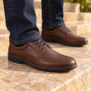 Zapato casual 5201 café de cuero para hombre