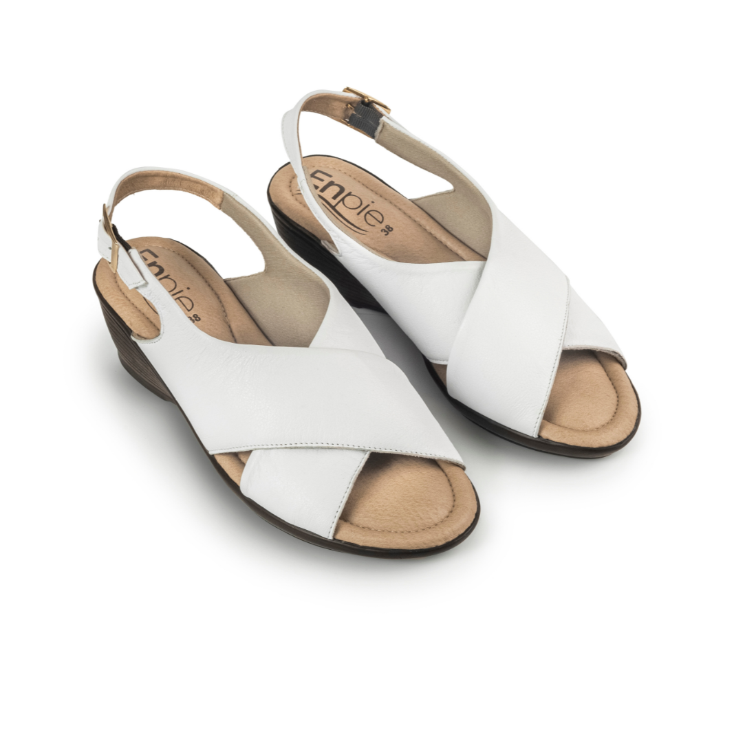 Sandalia Plataforma 7858 Cuero Mujer Blanco