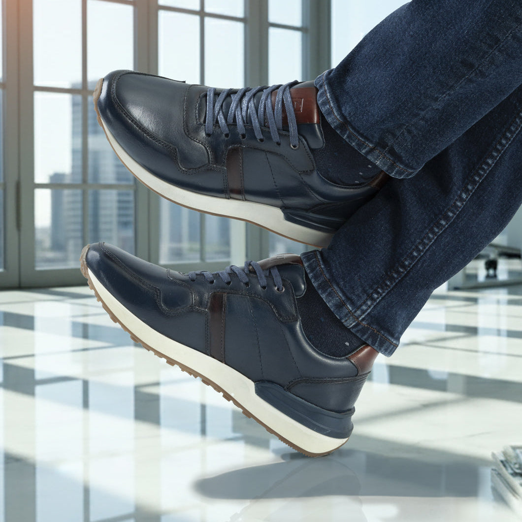 Casual Cuero Hombre Azul 6000