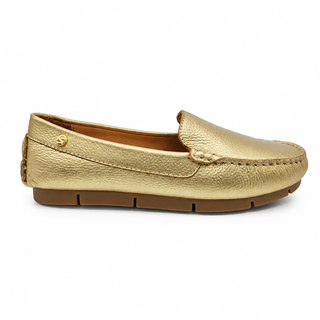 Mocasín 6001 de cuero para mujer color Dorado, vista lateral
