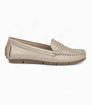 Mocasín 6002 Trenza de cuero para mujer color Luna, vista lateral