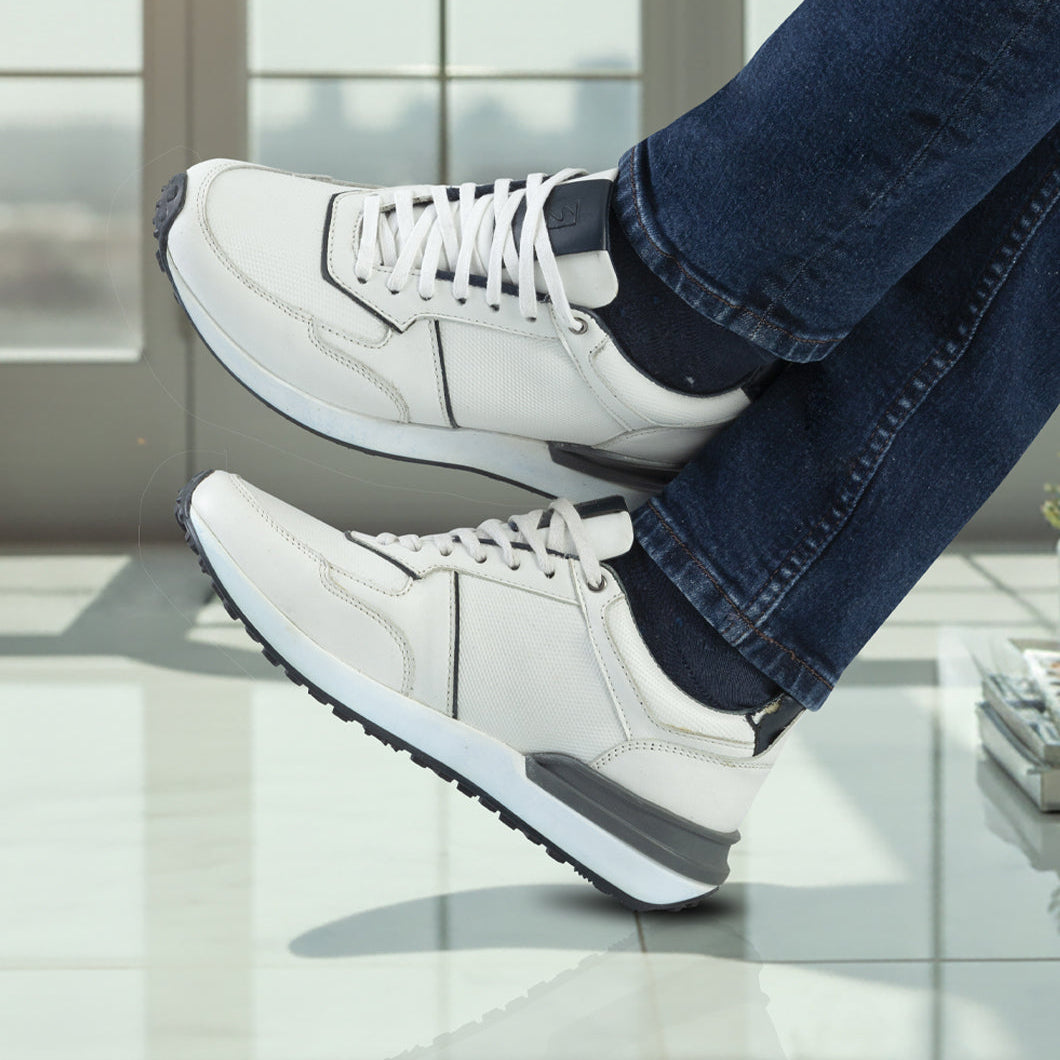 Casual Cuero Hombre Blanco x Azul 6029
