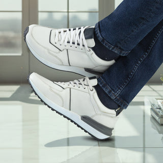 Casuales 6029 de cuero para hombre en blanco, vista lateral