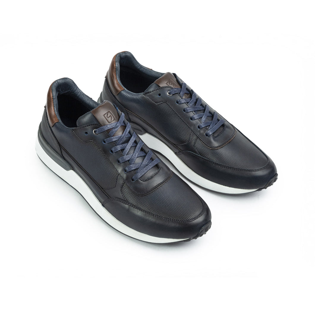 Casual Cuero Hombre Azul 6038