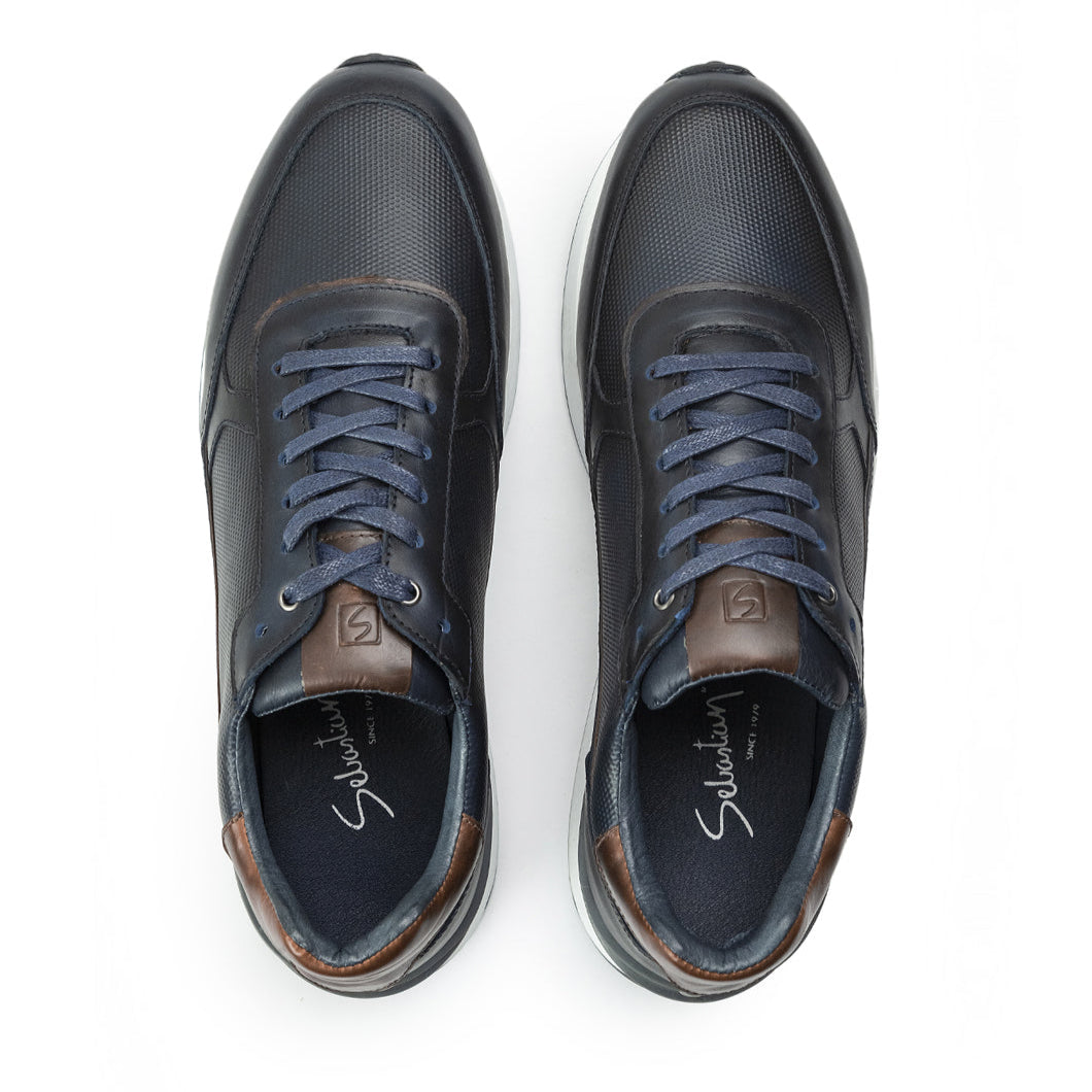 Casual Cuero Hombre Azul 6038