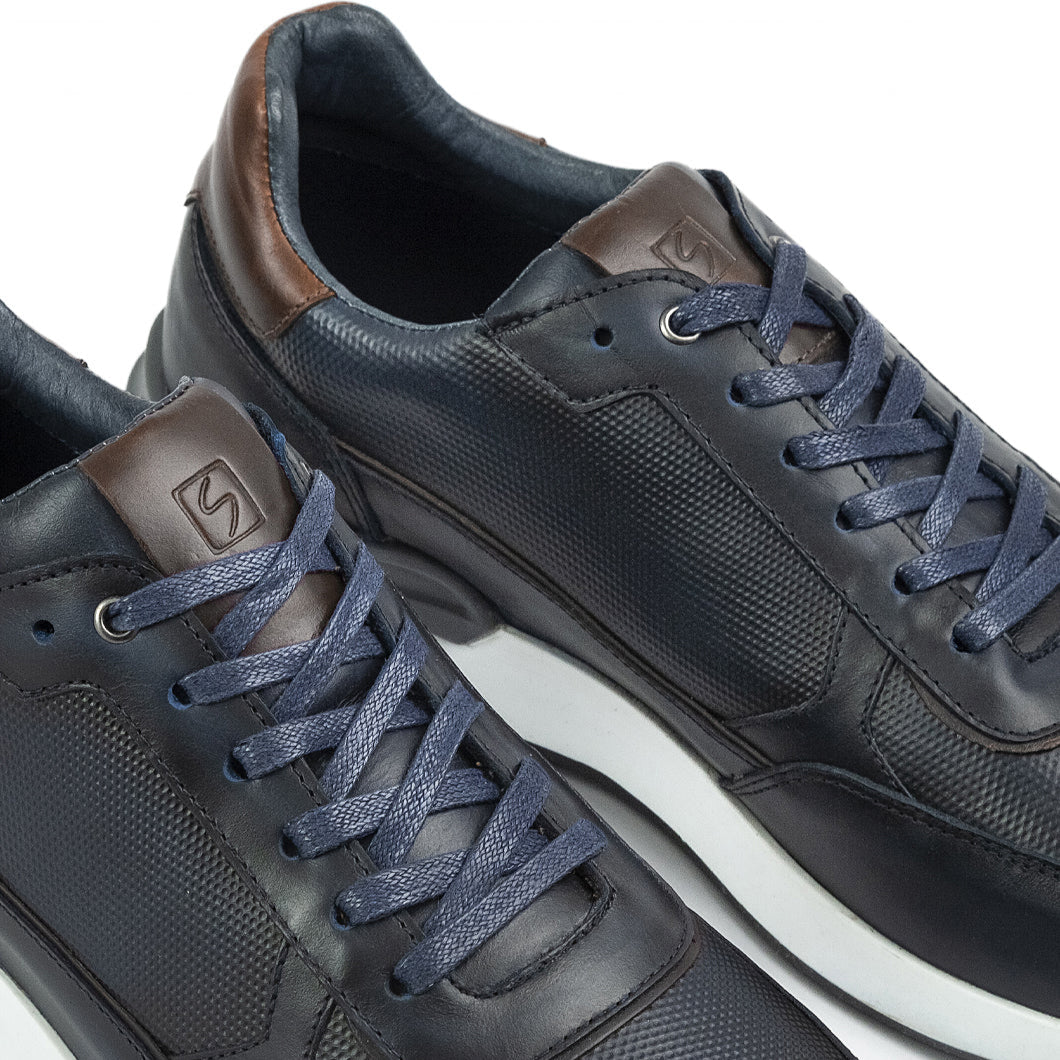 Casual Cuero Hombre Azul 6038