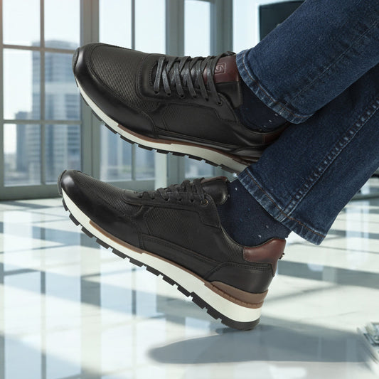 Casual Cuero Hombre Negro 6038