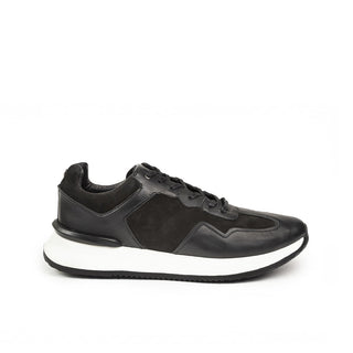 Casuales 6071 de cuero para hombre en negro, vista lateral