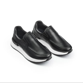 Casuales 6088 de cuero para hombre en negro, vista lateral