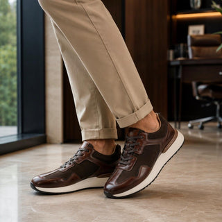 Casuales 6071 de cuero para hombre, detalle de los paneles en nubuck
