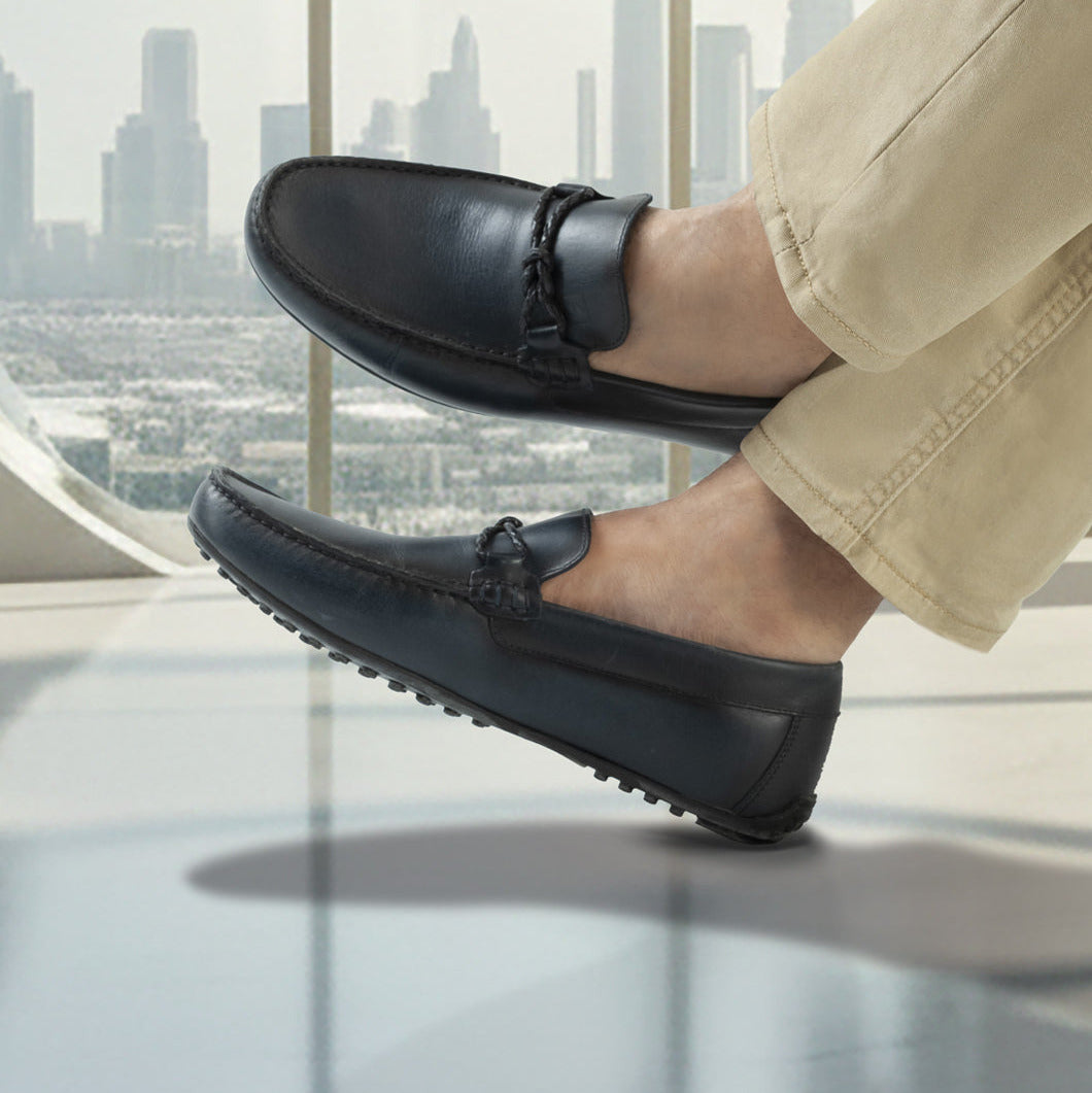 Mocasin 7004 Cuero hombre Azul